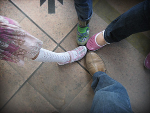 We took the train out to a nearby outlet mall and our feets were all tired from all the walking.