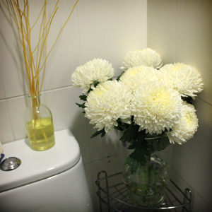 Kids bathroom with flowers too