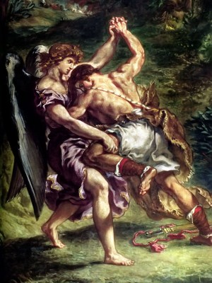 Jacob Wrestles With God Genesis 32:22-31 from http://freechristimages.org/biblestories/jacob_wrestles_with_angel.htm