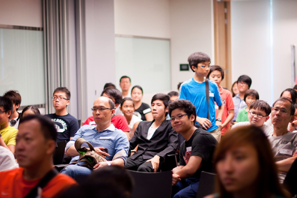 Audience listening attentively