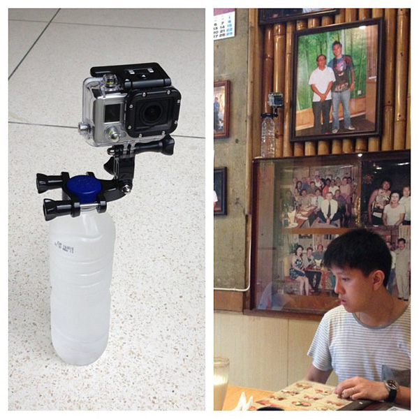 GoPro mounted on bottle